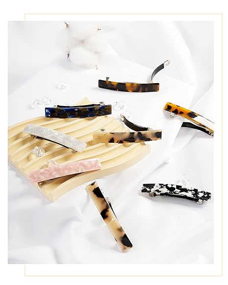 Hair Barrettes for Women, 8 Pcs Barrettes for Fine Thin Thick Hair, 3 Inch Acetate Small Clips Barrette No Slip