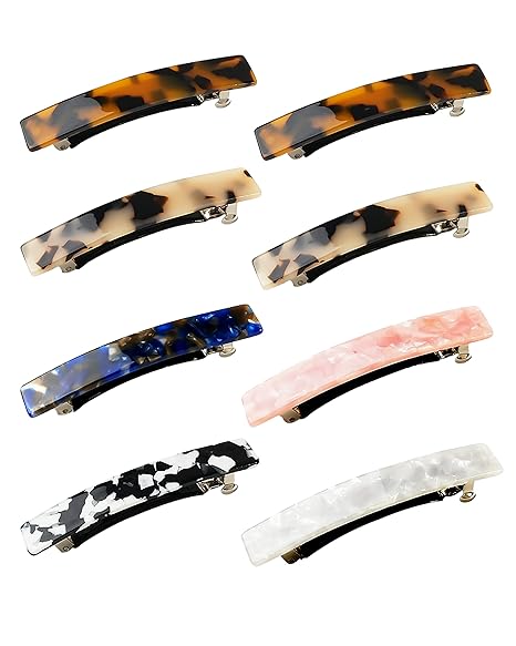 Hair Barrettes for Women, 8 Pcs Barrettes for Fine Thin Thick Hair, 3 Inch Acetate Small Clips Barrette No Slip