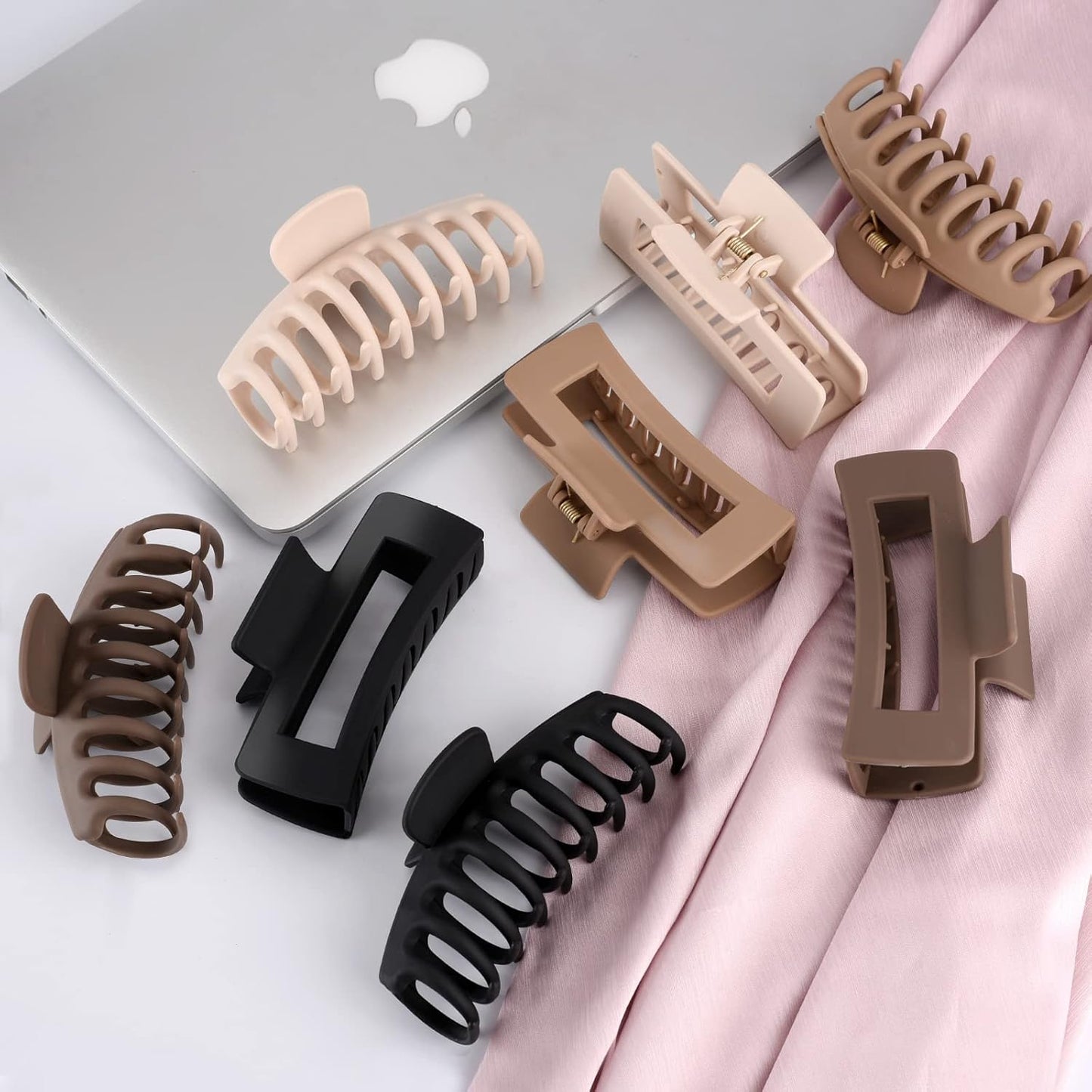 Hair Clips for Women 4.3 Inch Large Hair Claw Clips for Women Thin Thick Curly Hair, Big Matte Banana Clips,Strong Hold jaw clips,Neutral Colors